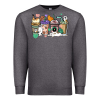 Charcoal Heather Cat coffee cups Premium Sweatshirt - HowdyJamesFarm