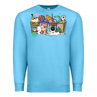 Ocean Blue Cat coffee cups Premium Sweatshirt - HowdyJamesFarm
