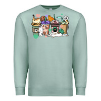 Seafoam Cat coffee cups Premium Sweatshirt - HowdyJamesFarm