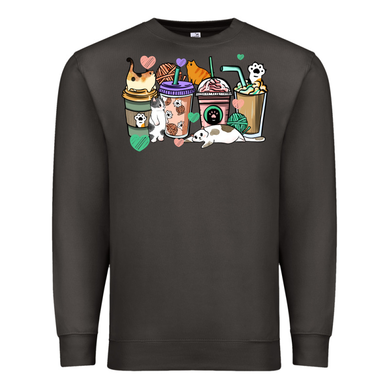 Cat Coffee Cups Premium Sweatshirt by HowdyJamesFarm | Teevron