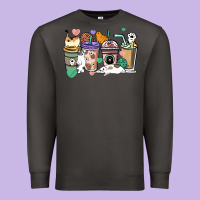 Cat Coffee Cups Premium Sweatshirt Designed By Howdyjamesfarm