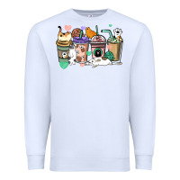 White Cat coffee cups Premium Sweatshirt - HowdyJamesFarm