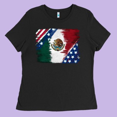 Mexican With American Flag Ladies Tee Designed By Ranaportraitstore