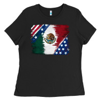 Black Mexican With American Flag Ladies Tee - RanaPortraitStore