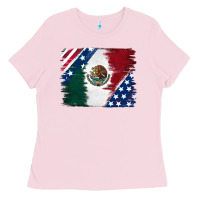 Bubblegum Pink Mexican With American Flag Ladies Tee - RanaPortraitStore