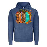 Vintage Denim Fall leopard pumpkin Vintage Hoodie - NancyCooperArtShop
