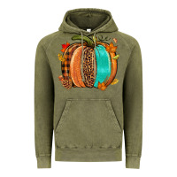 Vintage Olive Fall leopard pumpkin Vintage Hoodie - NancyCooperArtShop