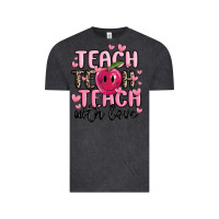 Vintage Black teach teach teach with love Vintage Tee - MaliasSmallBusiness