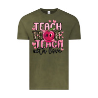 Vintage Olive teach teach teach with love Vintage Tee - MaliasSmallBusiness