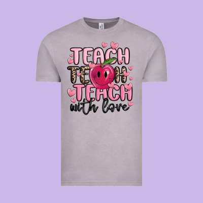 Teach Teach Teach With Love Vintage Tee Designed By Maliassmallbusiness