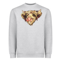 Heather Grey scottish cow Heavyweight Sweatshirt - NancyCooperArtShop