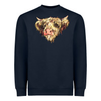 Navy scottish cow Heavyweight Sweatshirt - NancyCooperArtShop