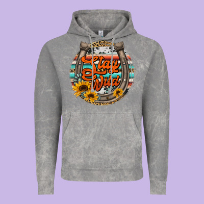 Stay Wild Horseshoe Vintage Hoodie Designed By Jasminsmagicworld