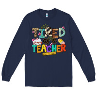 Navy tired as a teacher Long Sleeve Tee - NancyCooperArtShop