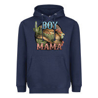 Navy Boy Mama western cactus Cowboy Heavyweight Hoodie - HowdyJamesFarm