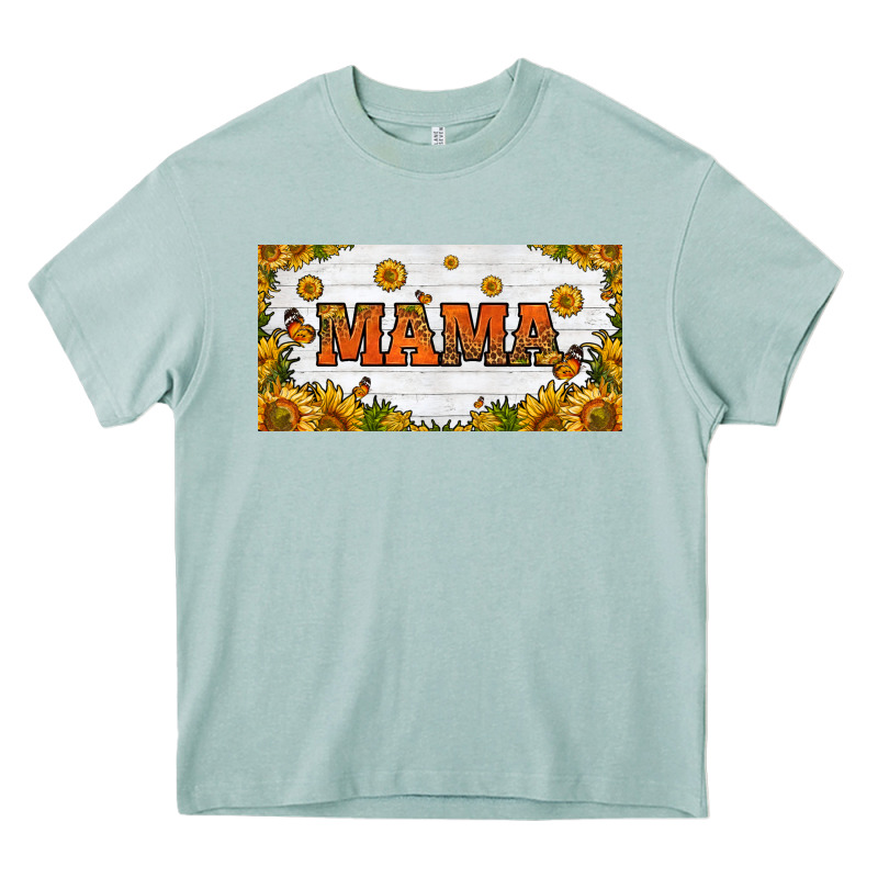 Sunflowers And Butterflies Mama License Plate Heavy Core Tee by HRA Design Shop | Teevron