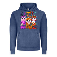 Vintage Denim Happy Hallothanksmas unicorns Vintage Hoodie - NancyCooperArtShop