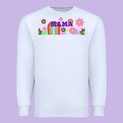 Boho Retro Floral Mama Premium Sweatshirt Designed By Tumblerdesignbyshophia