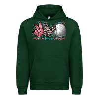 Forest Green Peace Love Volleyball Urban Hoodie - FaDigitalArtStudio