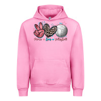 Fuchsia Pink Peace Love Volleyball Urban Hoodie - FaDigitalArtStudio