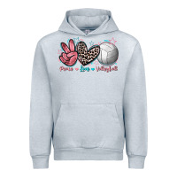 Heather Grey Peace Love Volleyball Urban Hoodie - FaDigitalArtStudio