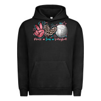 Pigment Black Peace Love Volleyball Urban Hoodie - FaDigitalArtStudio