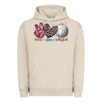 Pigment French Oak Peace Love Volleyball Urban Hoodie - FaDigitalArtStudio