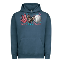 Pigment Midnight Navy Peace Love Volleyball Urban Hoodie - FaDigitalArtStudio