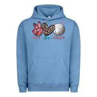 Pigment Pebble Blue Peace Love Volleyball Urban Hoodie - FaDigitalArtStudio