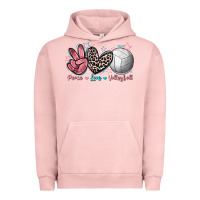 Pigment Salmon Peace Love Volleyball Urban Hoodie - FaDigitalArtStudio