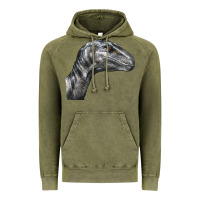 Vintage Olive Velociraptor Face Vintage Hoodie - LillyAllenDesigns