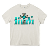 Cream western turquoise's gemstones cross believe Heavy Core Tee - BarkalooDesign