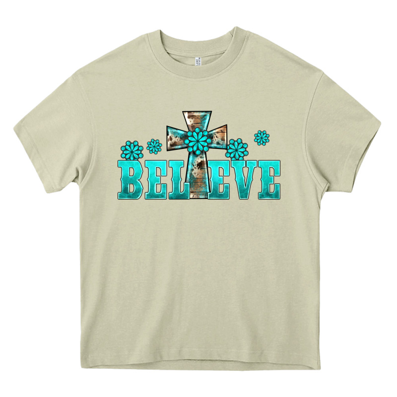 Western Turquoise's Gemstones Cross Believe Heavy Core Tee by BarkalooDesign | Teevron