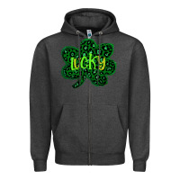 Charcoal Heather Lucky Shamrock St Patricks Day Zipper Hoodie - Bettercallsaul