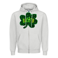 Dove Grey Lucky Shamrock St Patricks Day Zipper Hoodie - Bettercallsaul