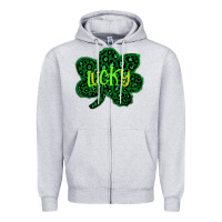 Heather Grey Lucky Shamrock St Patricks Day Zipper Hoodie - Bettercallsaul