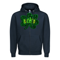Navy Lucky Shamrock St Patricks Day Zipper Hoodie - Bettercallsaul