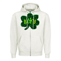 Oatmeal Heather Lucky Shamrock St Patricks Day Zipper Hoodie - Bettercallsaul