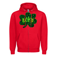 Red Lucky Shamrock St Patricks Day Zipper Hoodie - Bettercallsaul