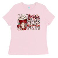 Bubblegum Pink baseball mom coffee Ladies Tee - RacoonDesign