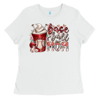 White baseball mom coffee Ladies Tee - RacoonDesign