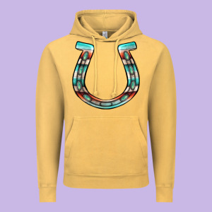 Serape Turquoise Horseshoe Vintage Hoodie Designed By Jasminsmagicworld