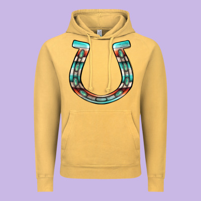 Serape Turquoise Horseshoe Vintage Hoodie Designed By Jasminsmagicworld