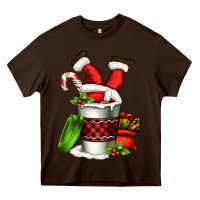 Chocolate Brown Santa claus in a coffee cup Heavy Core Tee - FaDigitalArtStudio