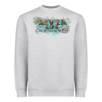 Heather Grey river life Heavyweight Sweatshirt - NancyCooperArtShop
