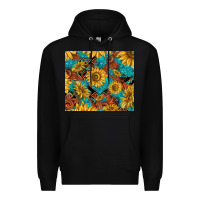Black rustic sunflowers Premium Hoodie - TumblerDesignByShophia