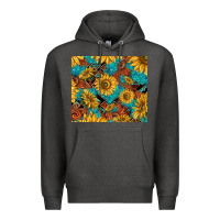 Charcoal Heather rustic sunflowers Premium Hoodie - TumblerDesignByShophia