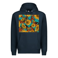 Navy rustic sunflowers Premium Hoodie - TumblerDesignByShophia