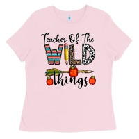 Bubblegum Pink teacher of the wild things Ladies Tee - CowhideDigitalArt