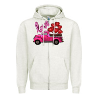 Oatmeal Heather valentine's day turck with balloons Zipper Hoodie - RanaPortraitStore